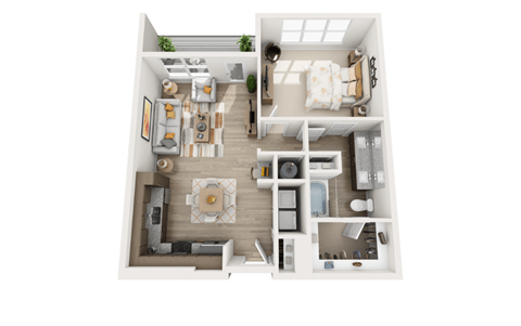 Floor plan for 1 bed, 1 bath, 836 sqft